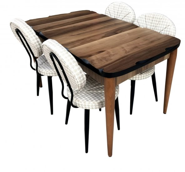 Sandalye-Masa 17906 MİDYE Kayın RETRO ayk Kütük Desen MetaL Nikelaj Örgü Kumaş - Resim 2