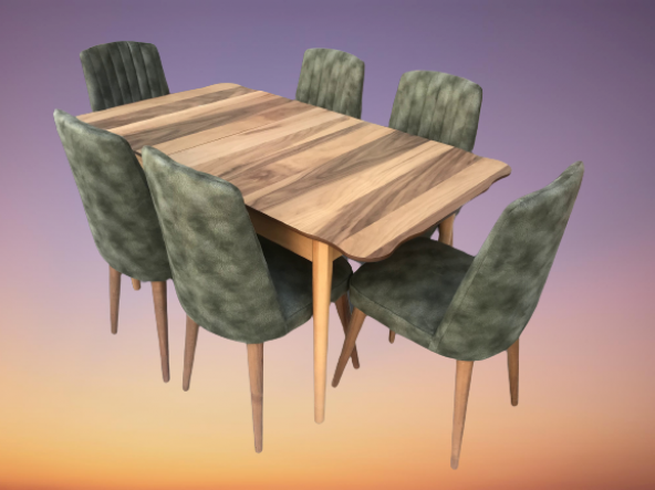 Masa-Sandalye ST KÜTÜK DESEN Klasik Model Kayın Retro ayk Açılı 6ad çizgi sandaly