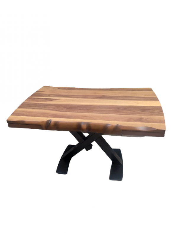 Masa ST 17918 KÜTÜK Ağaç Desen Kelebek Metal Çelik Siyah Ayk Ceviz tabla El yapım - 5