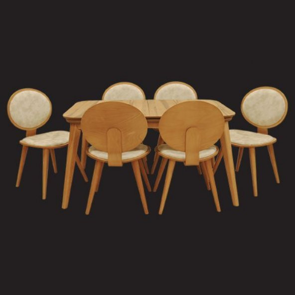Masa-PAPEL ST Oval Sırt Klasik Sandalye Model Takım Kayın kaplam torna RETRO Açıl