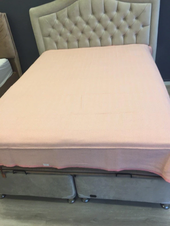 Pike Yazlık Zmrt 132910 Somon Çift Dolgun Malzeme V Çizgili Desen Pamuklu Kalın Dokuma