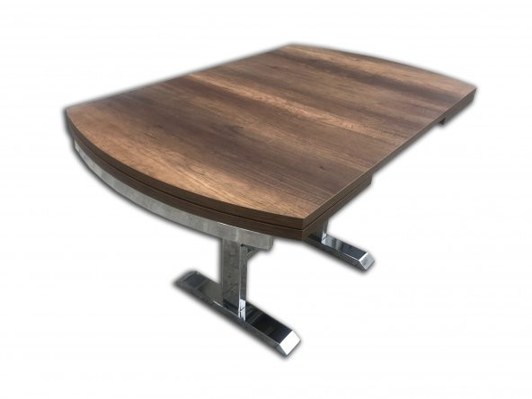 Masa 18005 KÜTÜK DESEN Model Baştan Açılır Metal Çelik nikelaj ayak Ahşp El Yapım - 2