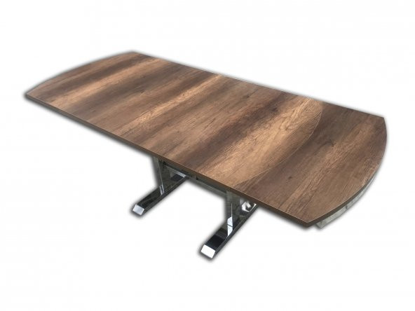 Masa 18005 KÜTÜK DESEN Model Baştan Açılır Metal Çelik nikelaj ayak Ahşp El Yapım - 6