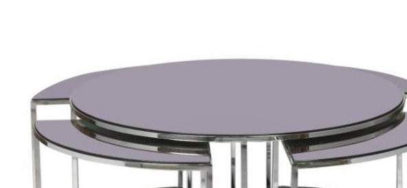 Brc YONCA 17548 Zigon-Orta Sehpa Düz Siyah Temper Cam Metal gümüş renk Kaplama El Yapım - 3