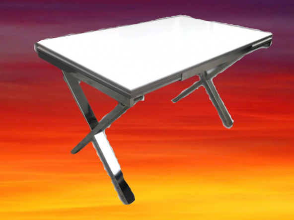 Masa ST X Ayak Model Metal nikelaj glosspan tabla itinalı paket ve kargo El Yapım