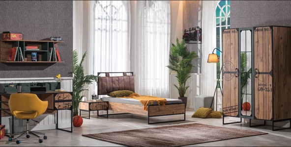 Takım Urlu 18384 LOFT Gardırop Masa Karyola Komodin Çalışma koltuk Kalite malzeme - 2