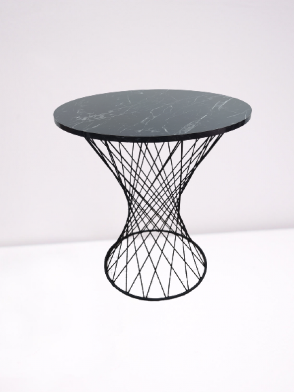 Masa 14574 OPTİMALY POTA Model Metal Çelik Siyah renk Siyah mermer tabla El Yapım - 2