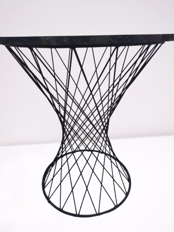 Masa 14574 OPTİMALY POTA Model Metal Çelik Siyah renk Siyah mermer tabla El Yapım - 5