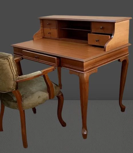 Çalışma Masa Klasik-Berjer 18205 ST Ceviz BabyFace Kumaş Aslan Ayak Eskitme Kulp - 3