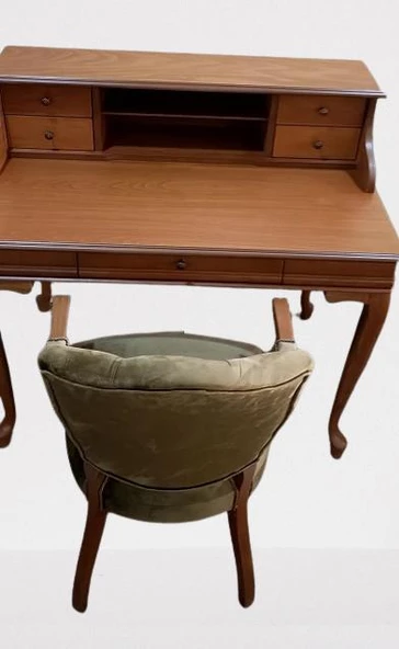 Çalışma Masa Klasik-Berjer 18205 ST Ceviz BabyFace Kumaş Aslan Ayak Eskitme Kulp - 2