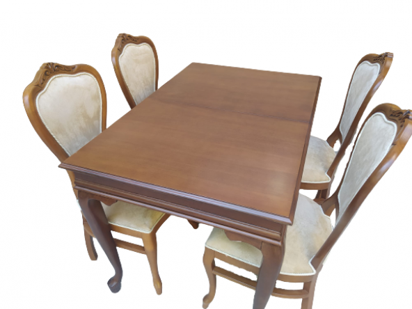 Masa-sandalye 18484 Klasik Model Kayın torna Aslan Ceviz ORTA Açıl  El Yapım - Resim 3