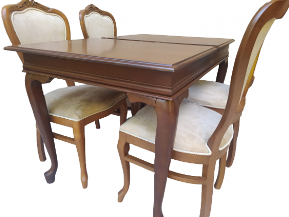 Masa-sandalye 18484 Klasik Model Kayın torna Aslan Ceviz ORTA Açıl  El Yapım - Resim 7