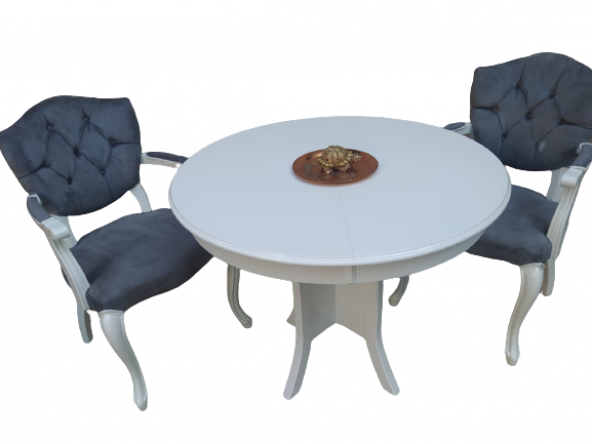 Masa Tk 18546 Model Kayın aslan ayk Kelebek sandaly 2ad Beyaz Açıl tabla El yapım - Resim 5