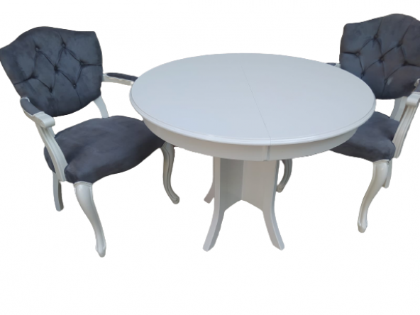 Masa Tk 18546 Model Kayın aslan ayk Kelebek sandaly 2ad Beyaz Açıl tabla El yapım - Resim 6