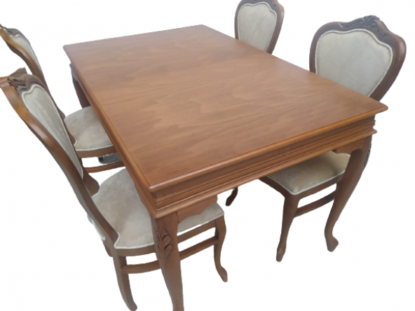 Masa-sandalye 18495 Klasik Model Kayın Aslan Ayak OymaLI Ceviz orta Açıl tabla - 7