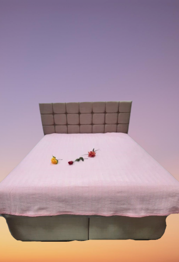 Pike Zmrt 19688 Pudra Pembe Çift Dolgun Malzeme V Çizgi Desen Pamuk Kalın Dokuma - 8