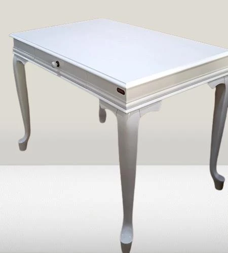 Çalışma Masa ST 19421 Klasik model Kayın Aslan Ayak Beyaz lake boya Porselen Kulp - 12