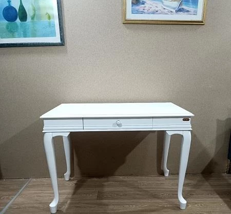 Çalışma Masa ST 19421 Klasik model Kayın Aslan Ayak Beyaz lake boya Porselen Kulp - 7