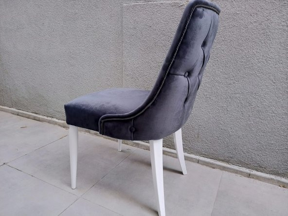 Masa-Sandalye 19429 PAPEL Model Kayın MUZ Ayak Ort Otr Kapitone Lake beyaz Elyapı - Resim 3