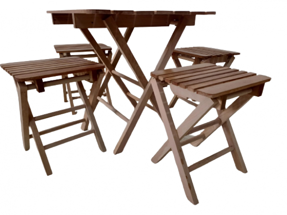 Piknik Masa 19451 Tk Model Kayın Ahşap Torna Nature Vernik Boya Kutu sevk El Yapı