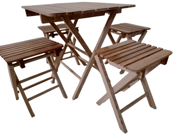 Piknik Masa 19451 Tk Model Kayın Ahşap Torna Nature Vernik Boya Kutu sevk El Yapı - 3