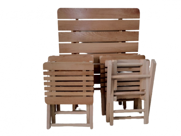 Piknik Masa 19451 Tk Model Kayın Ahşap Torna Nature Vernik Boya Kutu sevk El Yapı - 4