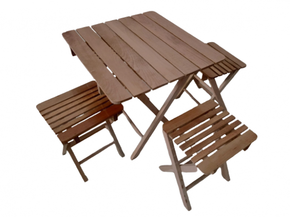 Piknik Masa 19451 Tk Model Kayın Ahşap Torna Nature Vernik Boya Kutu sevk El Yapı - 5