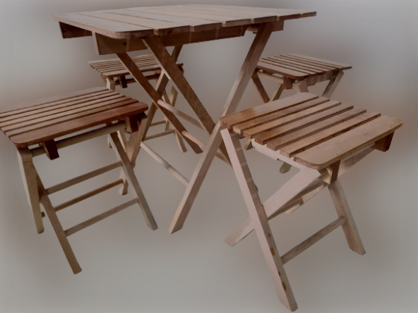 Piknik Masa 19451 Tk Model Kayın Ahşap Torna Nature Vernik Boya Kutu sevk El Yapı - 6