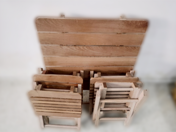 Piknik Masa 19451 Tk Model Kayın Ahşap Torna Nature Vernik Boya Kutu sevk El Yapı - 7