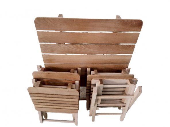 Piknik Masa 19451 Tk Model Kayın Ahşap Torna Nature Vernik Boya Kutu sevk El Yapı - 8