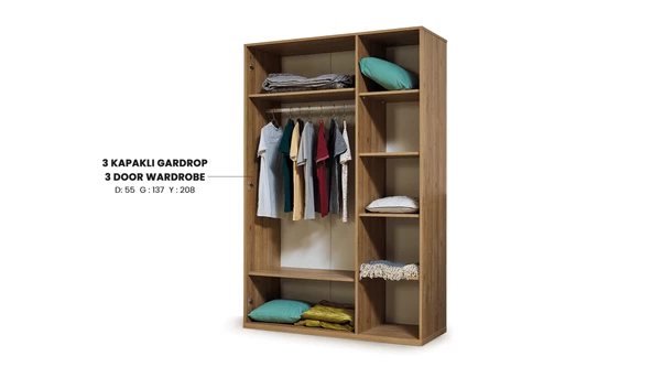 Takım Urlu 12025 PABLO İnovasyon Açık Ceviz Dolap çalışma masa komodin koltuk karyola - 4