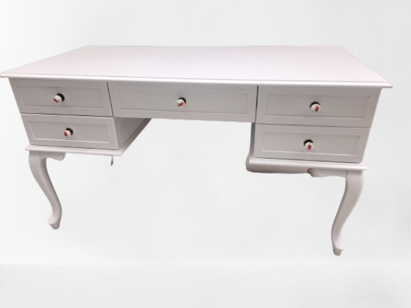 Çalışma Masa ST 19638 Lüks Klasik Model Kayın Aslan ayak Beyaz MDF TablaEl yapım