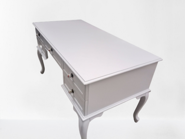 Çalışma Masa ST 19638 Lüks Klasik Model Kayın Aslan ayak Beyaz MDF TablaEl yapım - 4