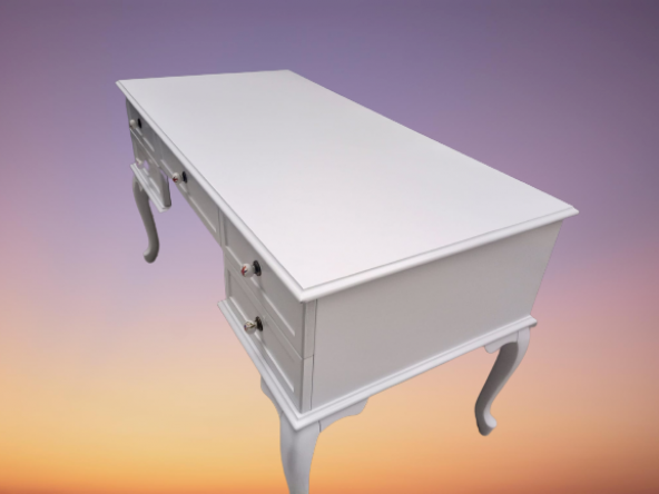 Çalışma Masa ST 19638 Lüks Klasik Model Kayın Aslan ayak Beyaz MDF TablaEl yapım - 5