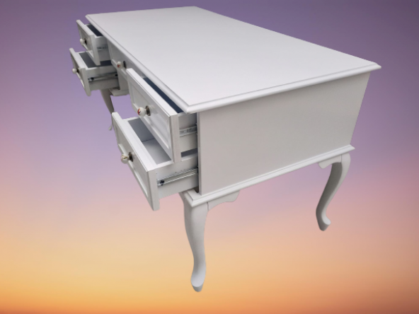 Çalışma Masa ST 19638 Lüks Klasik Model Kayın Aslan ayak Beyaz MDF TablaEl yapım - 6