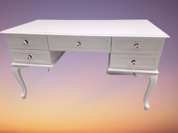 Çalışma Masa ST 19638 Lüks Klasik Model Kayın Aslan ayak Beyaz MDF TablaEl yapım - 7