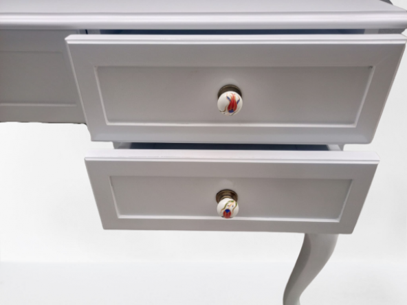 Çalışma Masa ST 19638 Lüks Klasik Model Kayın Aslan ayak Beyaz MDF TablaEl yapım - 8