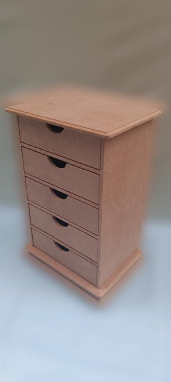 Hobi 90038 Dekoratif Takı Şifonyeri 5 Çekmece Model  HAM Ahşap MDF El yapımı - 5
