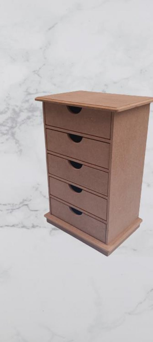 Hobi 90038 Dekoratif Takı Şifonyeri 5 Çekmece Model  HAM Ahşap MDF El yapımı - 7