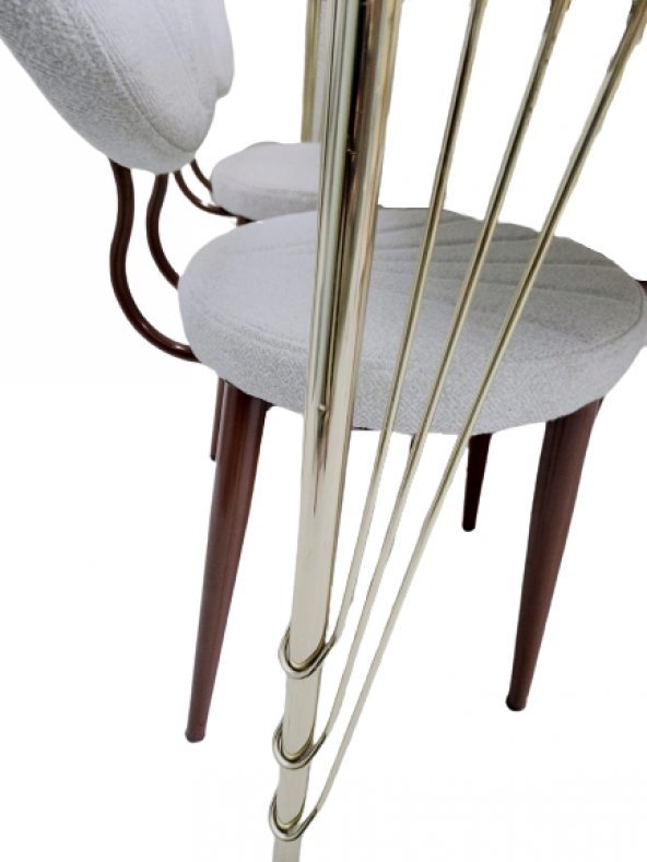 Masa-Sandalye 19640 Metal Midye Gold Kaplam Ayak Beyaz Mermer Desen Tabla El Yapı - 6