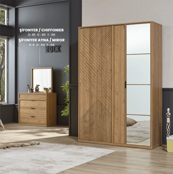 Takım Urlu 12025 PABLO İnovasyon Açık Ceviz Dolap çalışma masa komodin koltuk karyola - 2