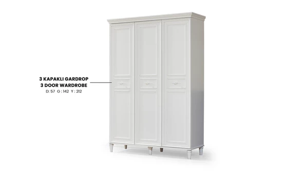 Takım Urlu 12058 DREAM İnovasyon Model Beyaz Renk karyola,Komodin,Gardrop,Çalışma Masa - 3