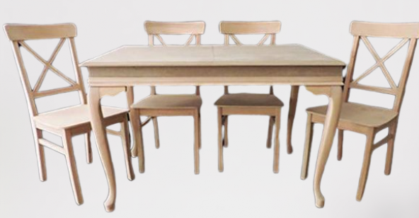Masa-Sandalye 12905 Tk Çapraz MODEL HAM Kayın Klasik Aslan Ayak Ve tabla El Yapım - 3