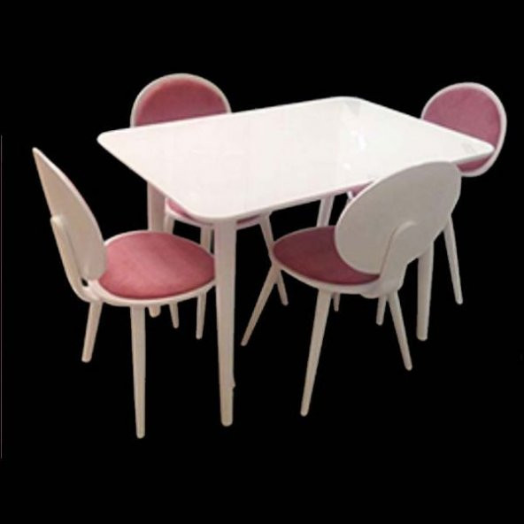 Masa-Sandalye 13572 RETRO Papel Tk model Kayın Retro kaplama Parlak beyaz El Yapı - 3