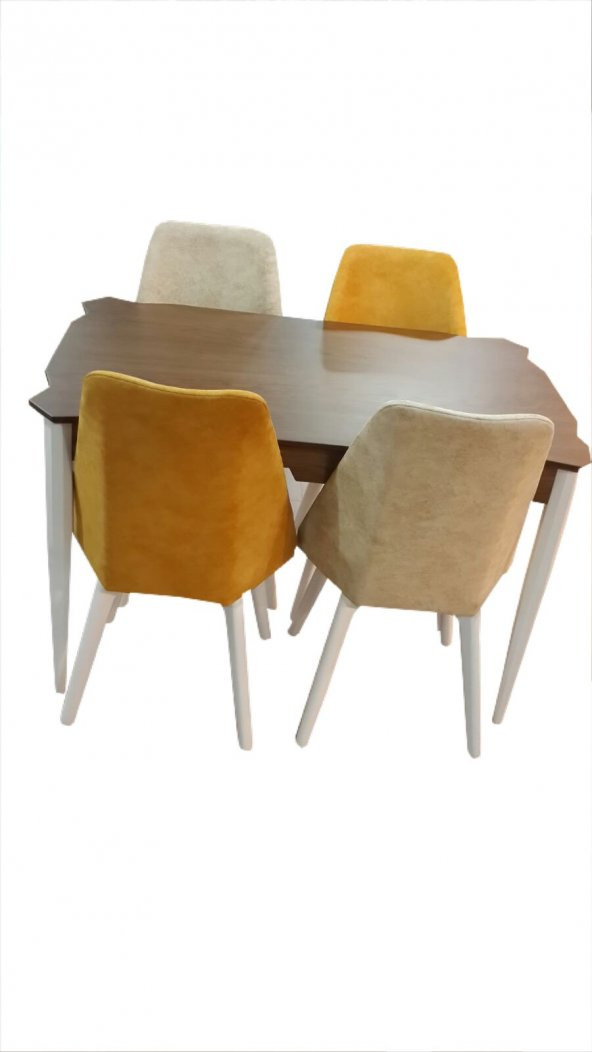 Masa-Sandalye ST PETEK Model Kayın Retro ayak Parlak beyaz Kalite Kumaş El Yapım