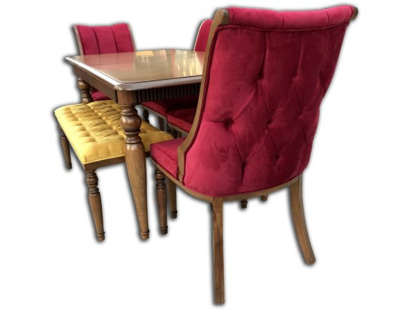 Masa FiTİL 17997 Klasik Model Tk Kapitone Sandalye Tombul Ayak Ort Oturum El Yapı - Resim 4