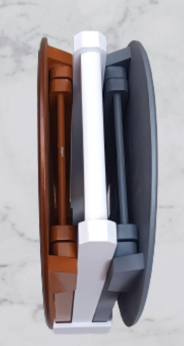 Çanta Zigon 90123 Sehpa Oval Model İkili Takım Mdf  Gri-Ceviz Renk Uyum El Yapım - 2
