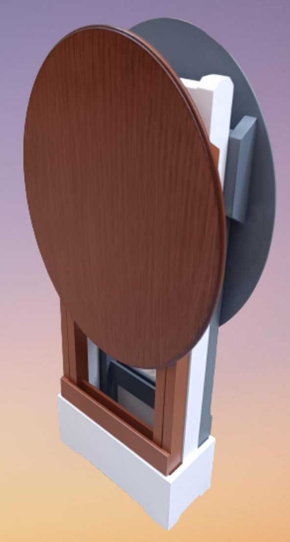 Çanta Zigon 90123 Sehpa Oval Model İkili Takım Mdf  Gri-Ceviz Renk Uyum El Yapım - 3
