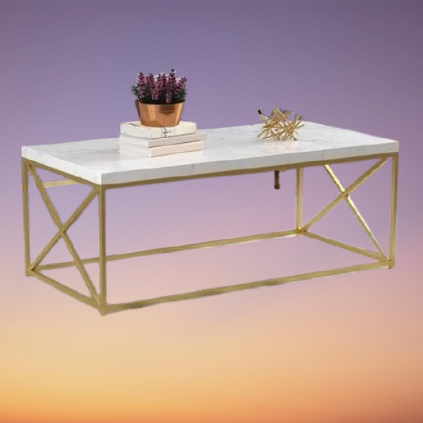 Orta Sehpa 19323 Ogem çapraz Model Metal Transmisyon çelik Gold Kaplama El Yapım - 4