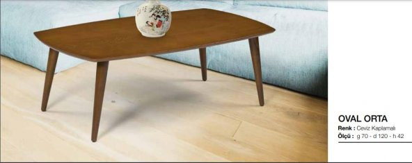 orta sehpa 117820 OSM OVAL Model Kayın Retro Ayak Ceviz İtinal paket kargo Elyapı